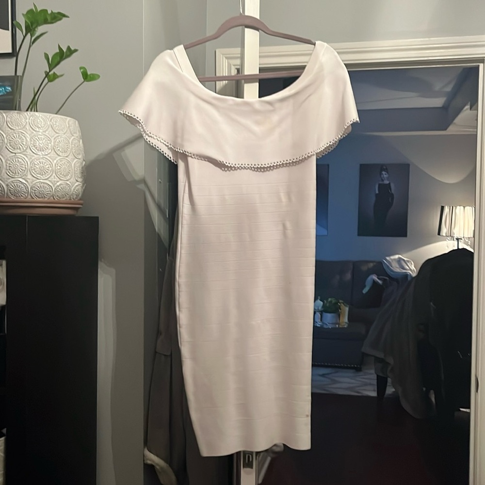 White Marciano Off the Shoulder Dress
